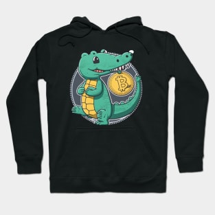 Cartoon Crocodile with a Bitcoin Coin - A Must-Have for Cryptocurrency Fans! Hoodie